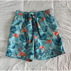 Burnside Board Shorts Mens Swim Trunks Size Small Flamingo Green Teal EUC